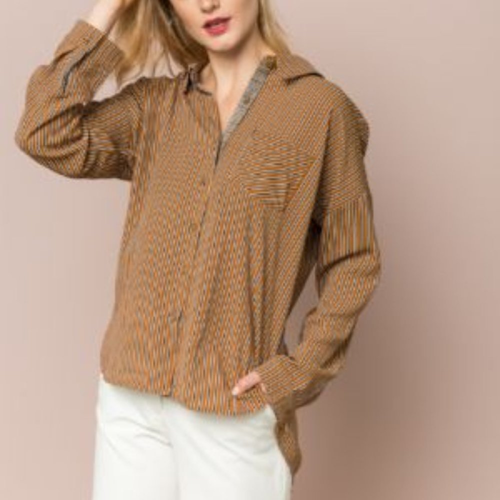 Hem & Thread Tie Back Button Up Blouse - Picture 3 of 8